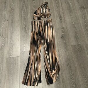 Brown Brushed Two-Piece Retro Set